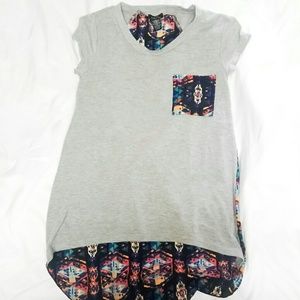 Rue21 High Low tribal print Gray Tunic Top